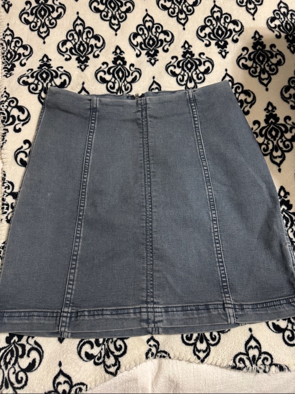Free People Slate Gray Denim A-Line Skirt